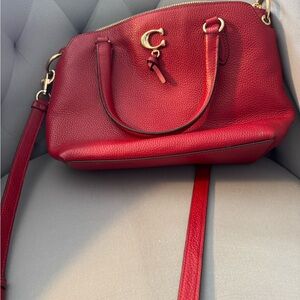 Coach REMI Cherry Red Crossbody Bag with Gold Accents